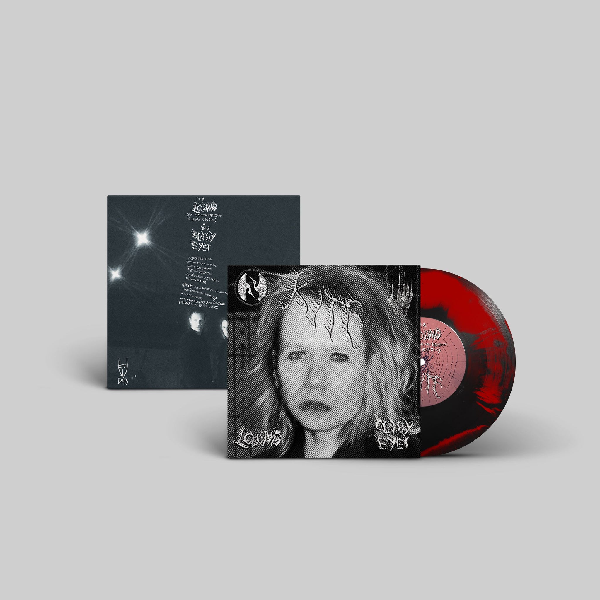Losing / Glassy Eyes - Opaque Black / Red Smash 7" vinyl (Kite shop exclusive)