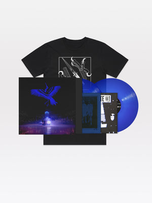 Kite on Ice 2x12" Bundle: Vinyl (transparent blue), t-shirt (black), zine
