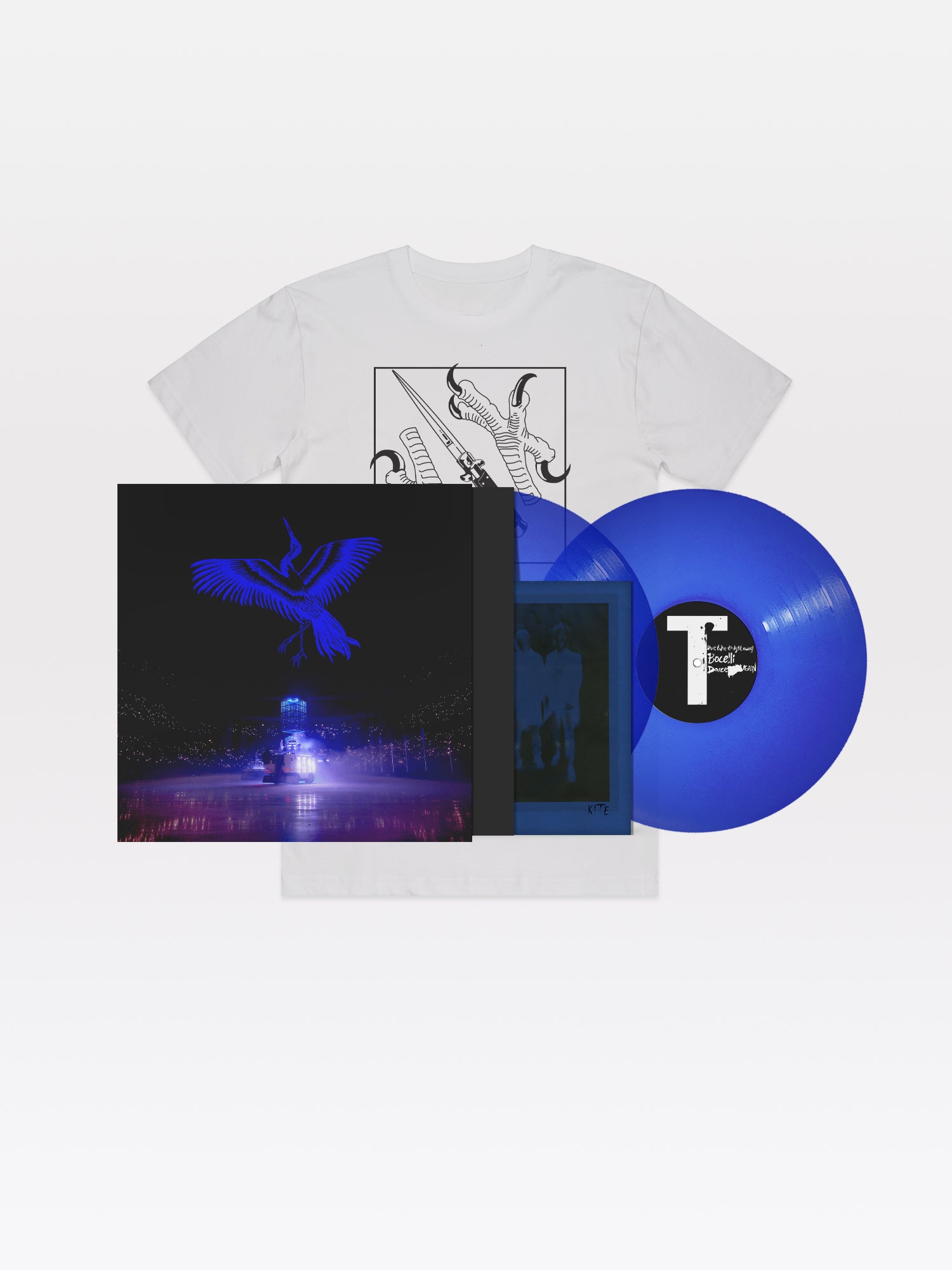 Kite on Ice 2x12" Bundle: Vinyl (transparent blue), t-shirt (white)
