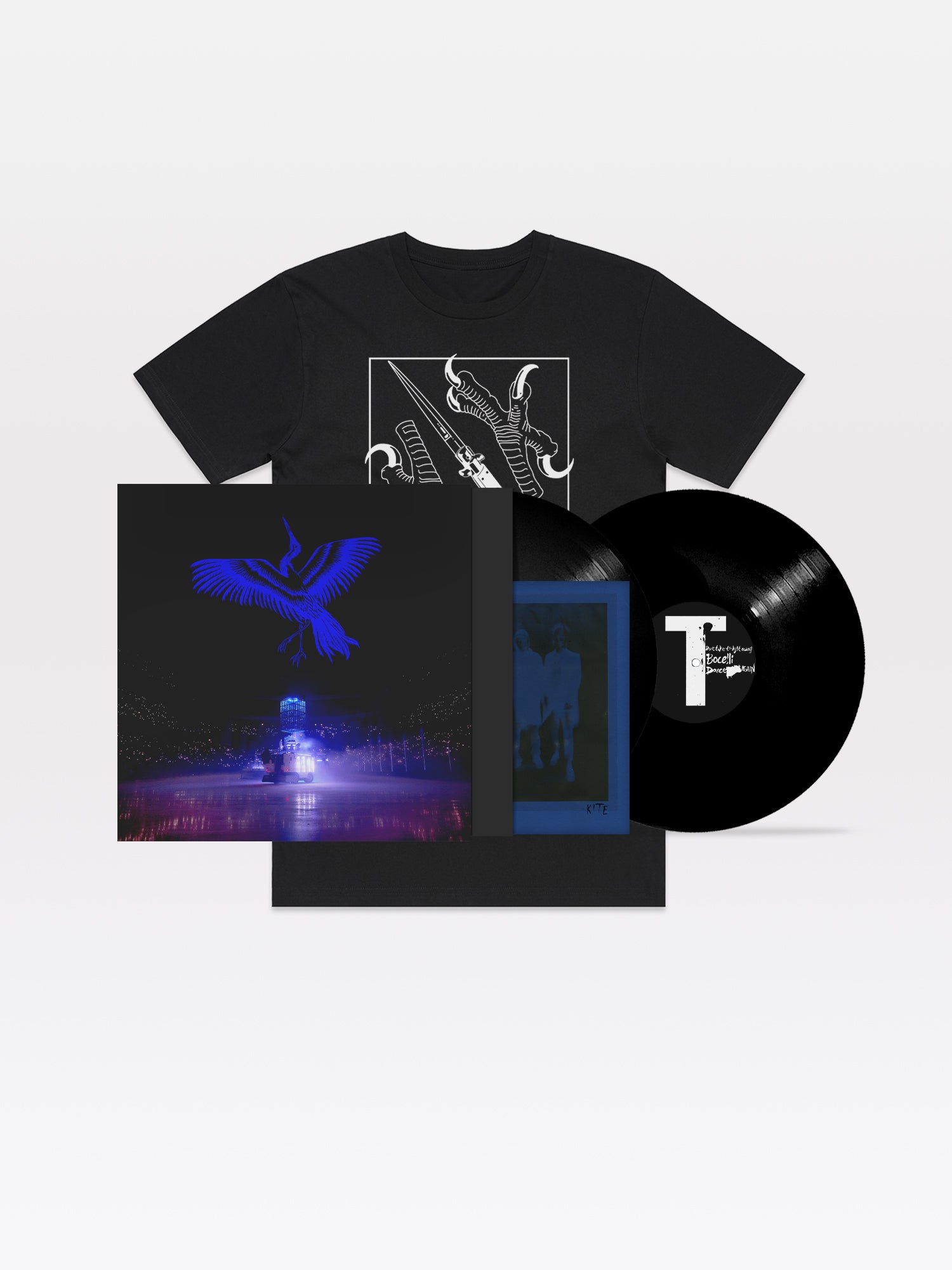 Kite on Ice 2x12" Bundle: Vinyl (black), t-shirt (black)